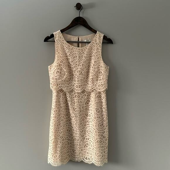 EUC J. CREW TIERED SHIFT DRESS WITH RAINDROP LACE SIZE 4 - Picture 1 of 10